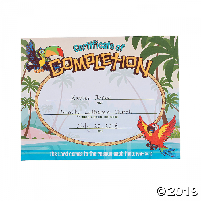 Island VBS Certificates of Completion (25 Piece(s))