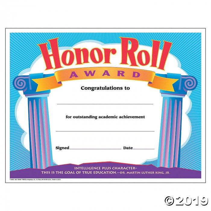 Honor Roll Award Certificate (1 Set(s))