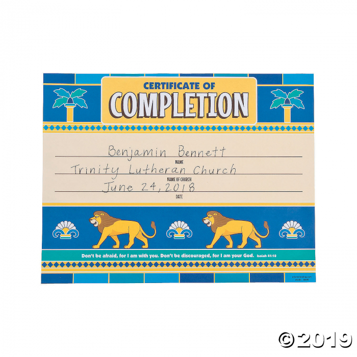 Babylon VBS Certificates of Completion (25 Piece(s))