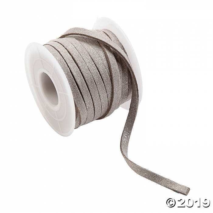Silver Glitter Faux Leather Cording (1 Piece(s))