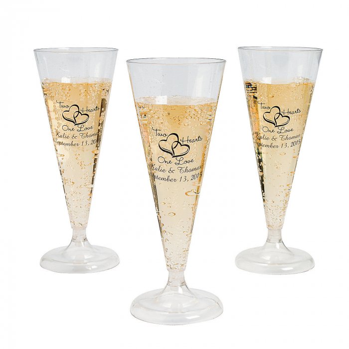 Two Hearts Personalized Champagne Flutes (25 Piece(s))