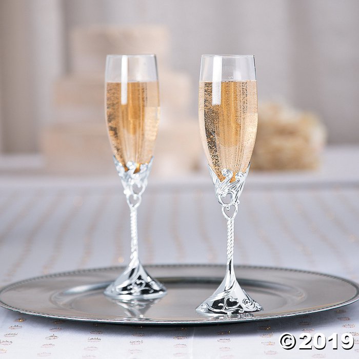 Embossed Heart Champagne Flutes (1 Set(s))