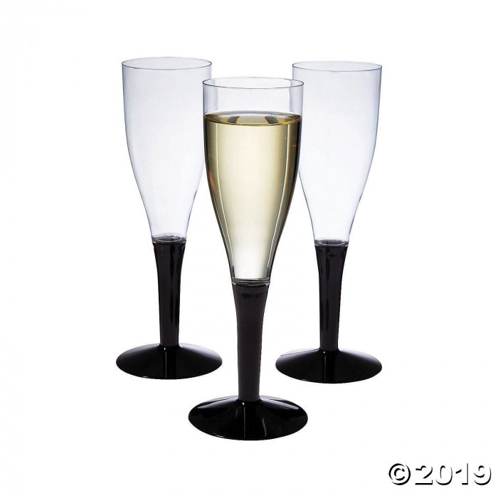 Black Stem Clear Champagne Flutes (10 Piece(s))