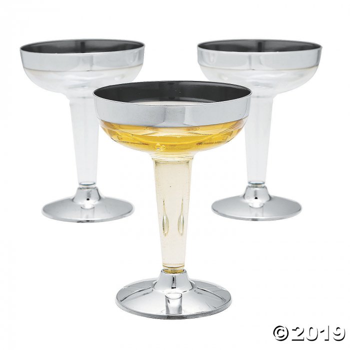 Mini Silver Plastic Champagne Coupe Glasses (25 Piece(s))