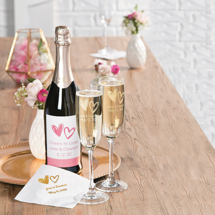 Personalized Hearts Champagne Flutes (1 Set(s))