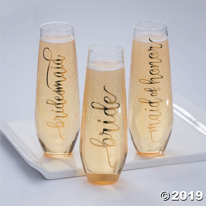 Gold Foil Bride Stemless Champagne Glass (1 Piece(s))