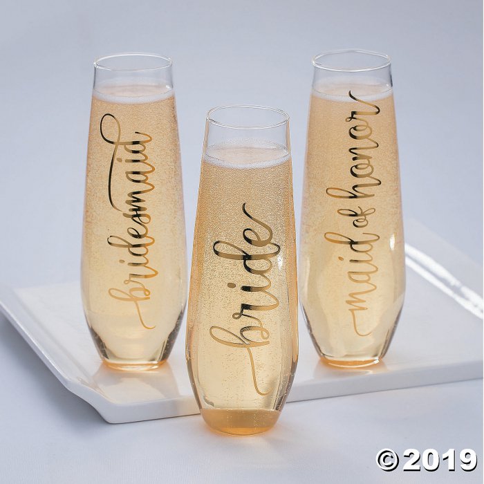 Gold Foil Bridesmaid Stemless Champagne Glass (1 Piece(s))