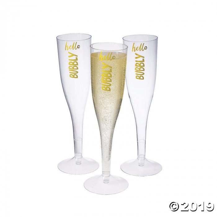Hello Bubbly Plastic Champagne Flutes (16 Piece(s))