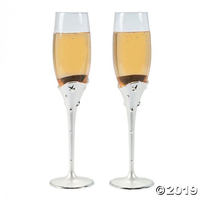 White Pearl Wedding Champagne Flutes (1 Set(s))