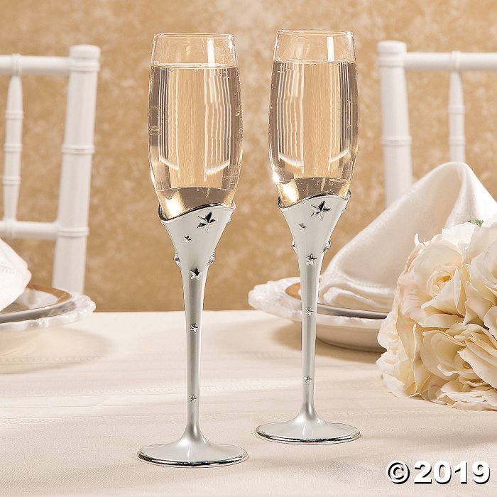 White Pearl Wedding Champagne Flutes (1 Set(s))