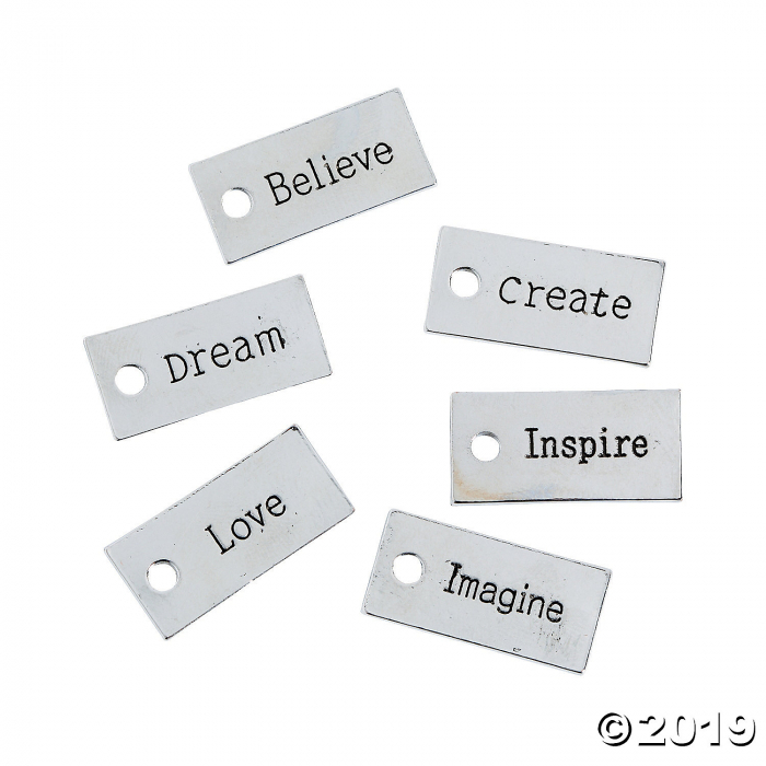 Silvertone Inspirational Word Charms (24 Piece(s))