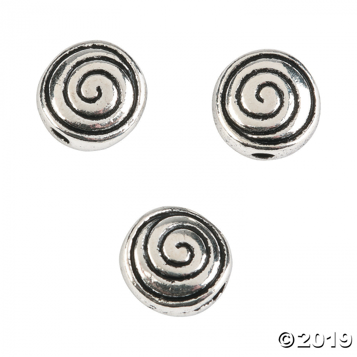 Silvertone Swirl Beads - 8mm (50 Piece(s))