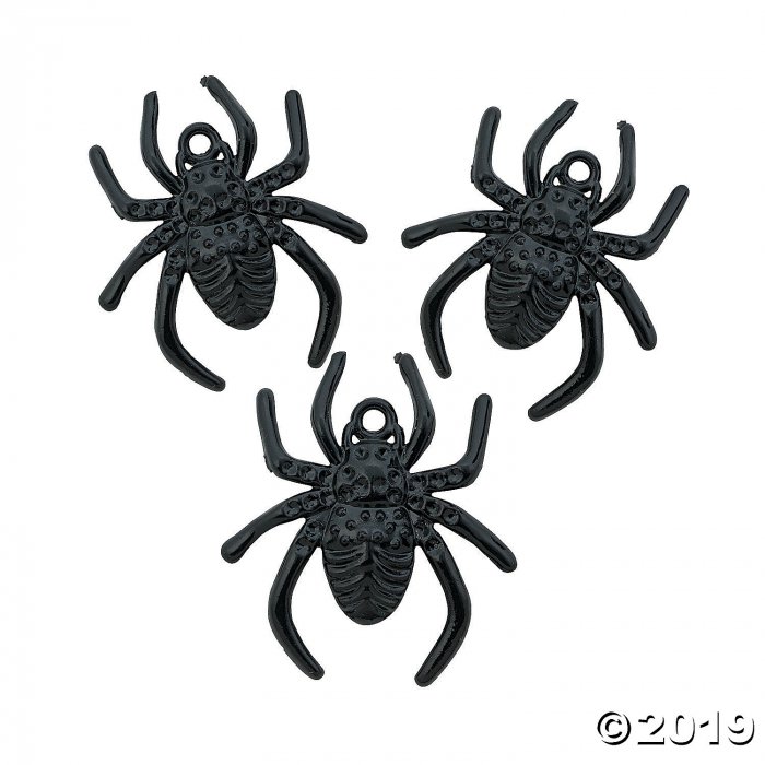 Black Spider Charms - 25mm x 29mm (Per Dozen)