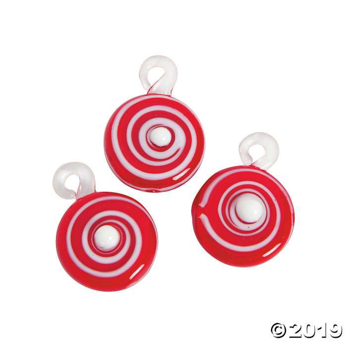 Peppermint Candy Premium Glass Charms (Per Dozen)