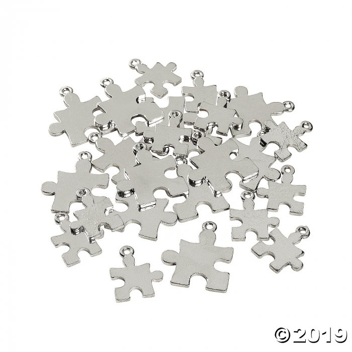 Silvertone Puzzle Piece Charms (24 Piece(s))