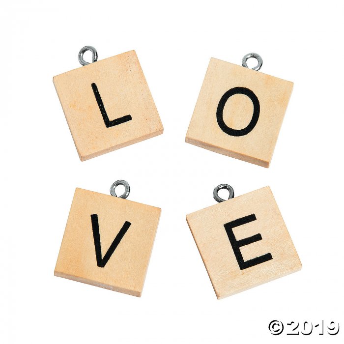 Wood Letter Love Charms (Per Dozen)