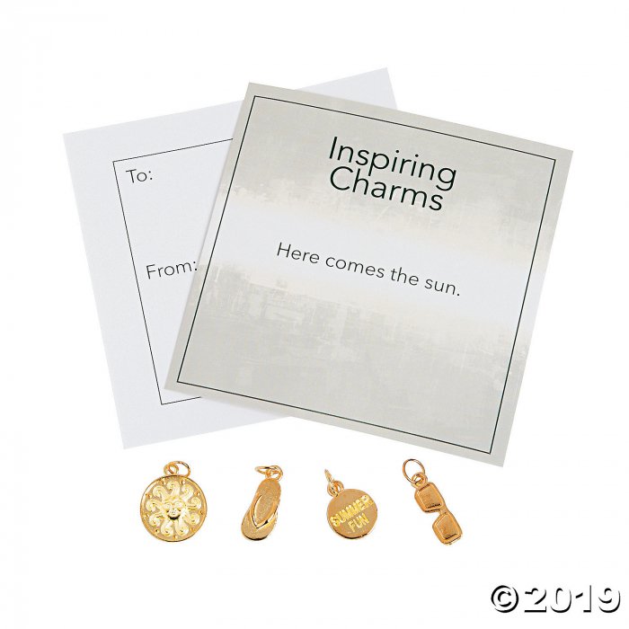 Inspiring Summer Goldtone Charms with Inspirational Tag (30 Piece(s))