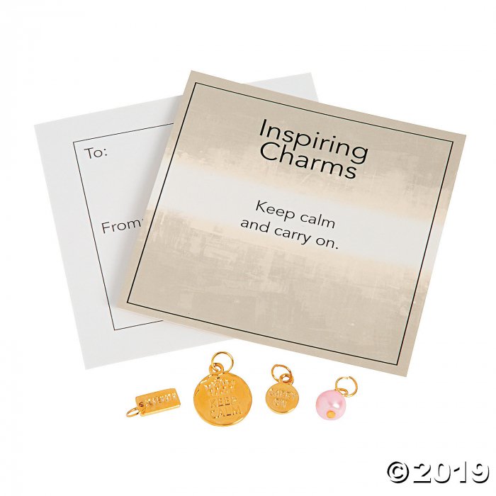 Inspiring Goldtone Keep Calm Charms with Inspirational Tag (30 Piece(s))
