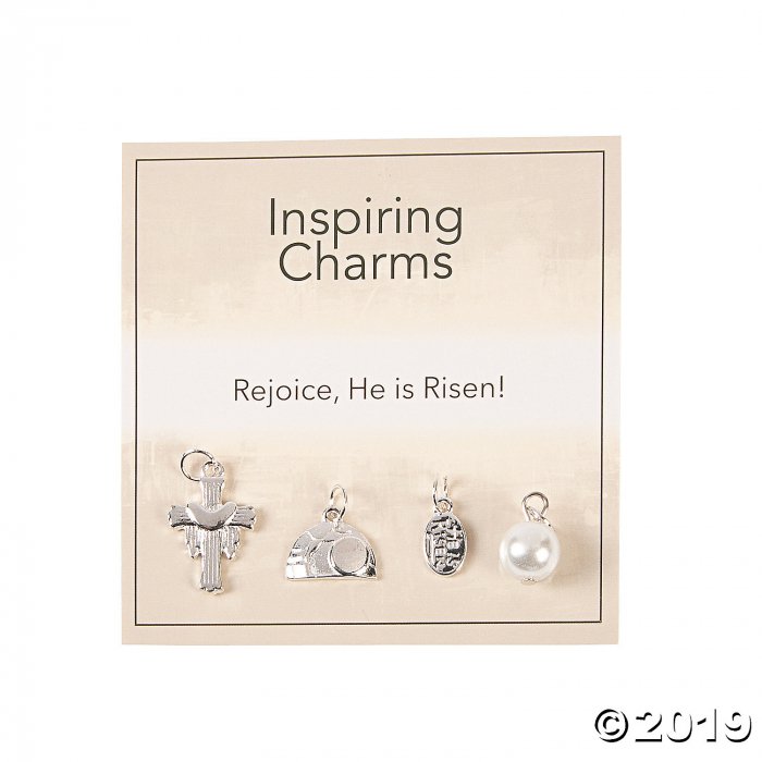 Inspiring Easter Faith Charms with Inspirational Tag - Silvertone (30 Piece(s))