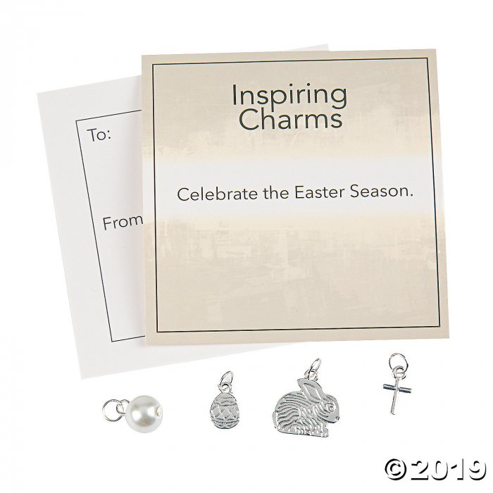 Silvertone Easter Charms with Inspirational Tag (30 Piece(s))