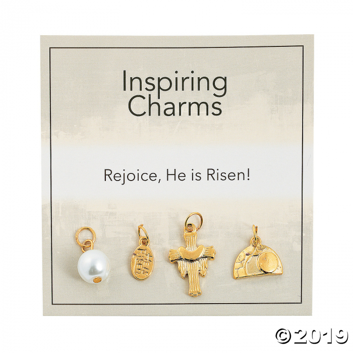 Inspiring Easter Faith Charms with Inspirational Tag - Goldtone (30 Piece(s))