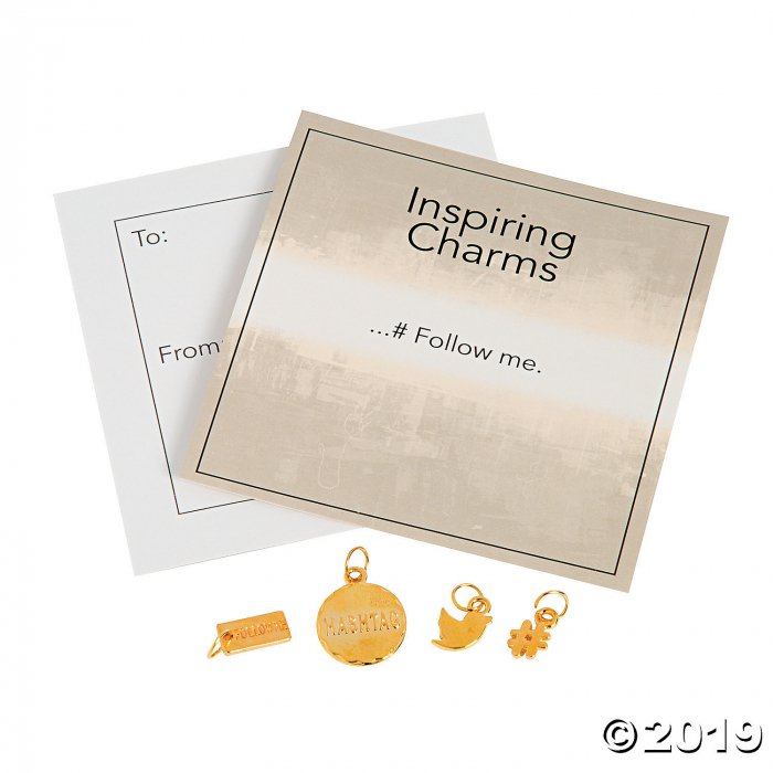 Inspiring Goldtone Hashtag Charms with Inspirational Tag (30 Piece(s))