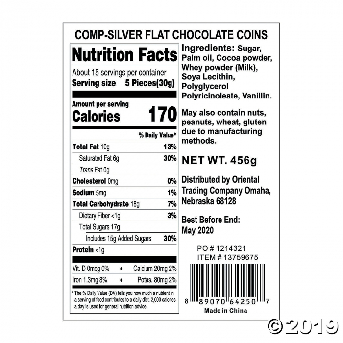 Silver Flat Chocolate Coins (60 Piece(s))