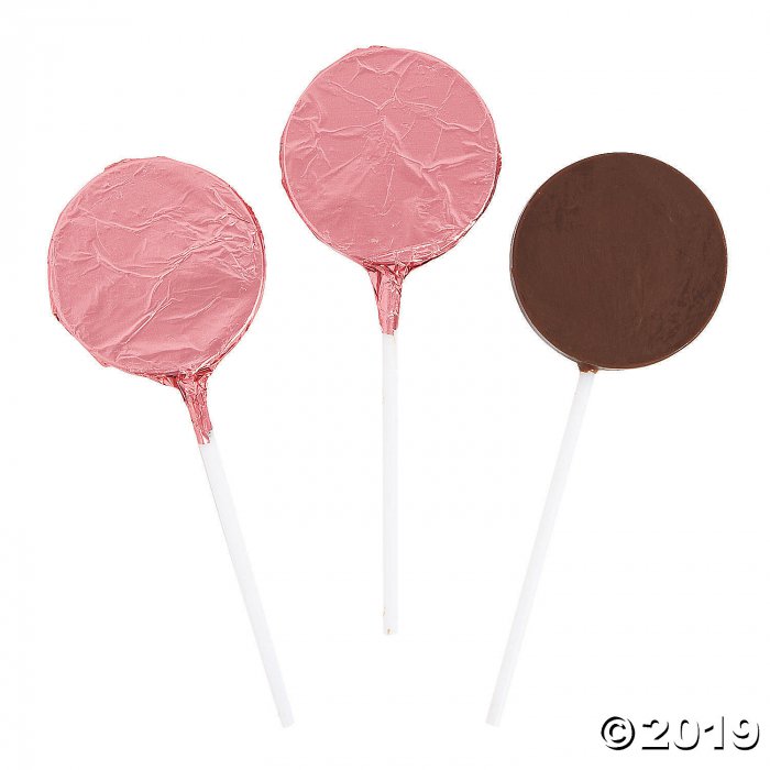 Rose Gold Foil-Wrapped Round Chocolate Lollipops (30 Piece(s))