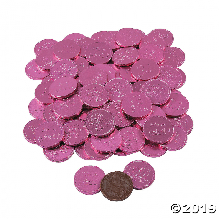 Fort Knox® It's A Girl Pink Chocolate Coins (91 Piece(s)) Fort Knox® It's A Girl Pink Chocolate Coins (91 Piece(s))