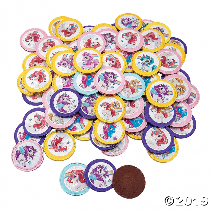Bulk Unicorn Milk Chocolate Coins - Box of 36 Bags (277 Piece(s))