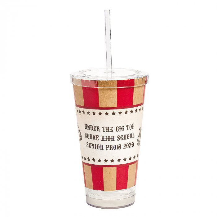 Personalized Vintage Circus Tumbler with Straw (1 Piece(s))
