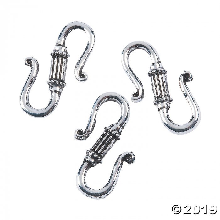 Decorative Silvertone S Hook Clasps (Per Dozen)