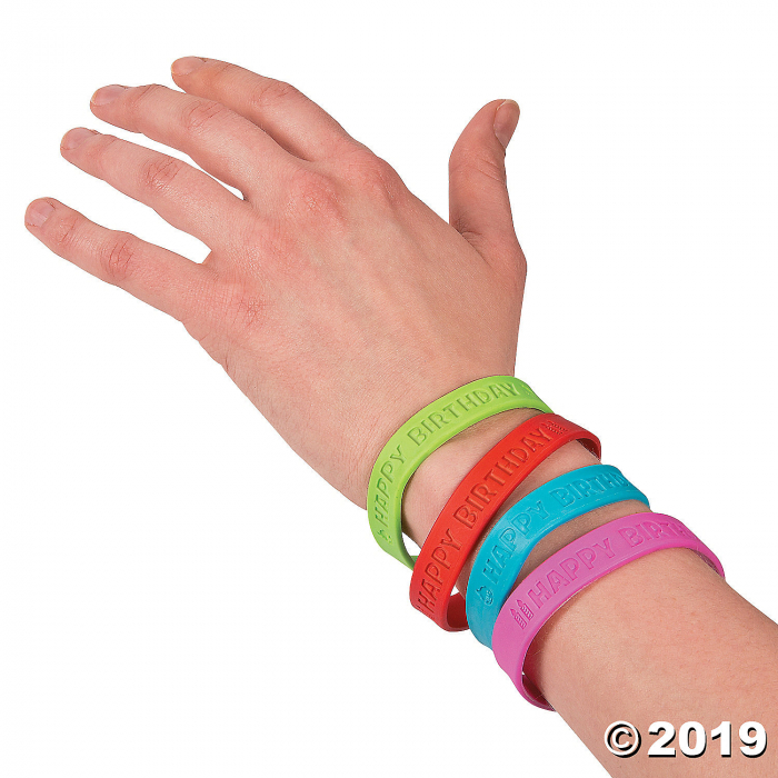 Happy Birthday Rubber Bracelets (24 Piece(s))