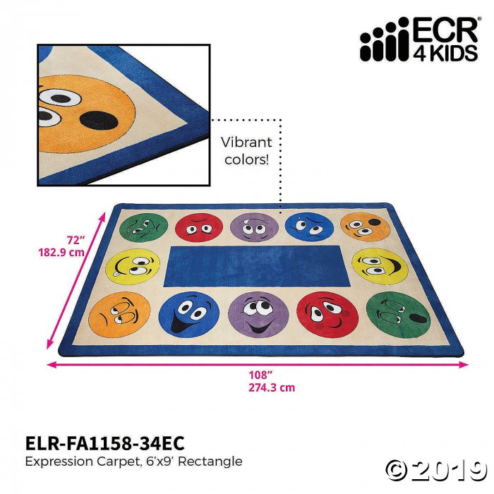 ECR4Kids Expression Rug - 6'x9' Rectangle, Assorted Colors (1 Unit(s))