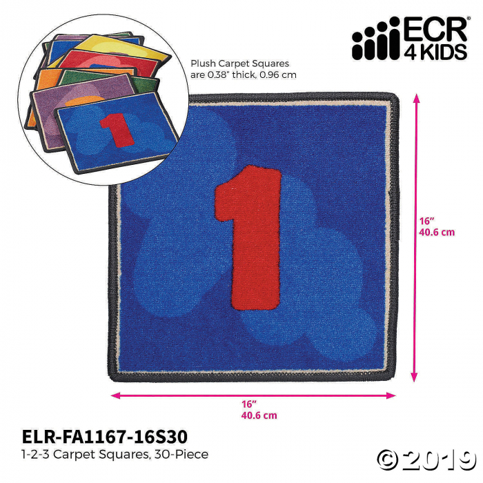 ECR4Kids 123 Carpet Squares for Classrooms - Assorted Colors (30 Piece Set) (1 Unit(s))