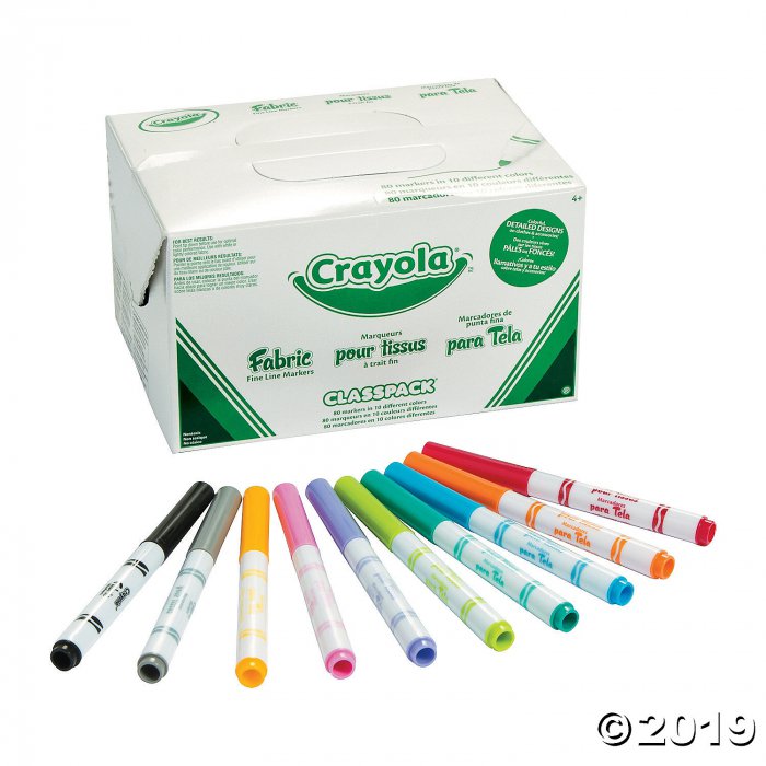 10-Color Crayola® Fabric Marker Classpack - 80 pcs