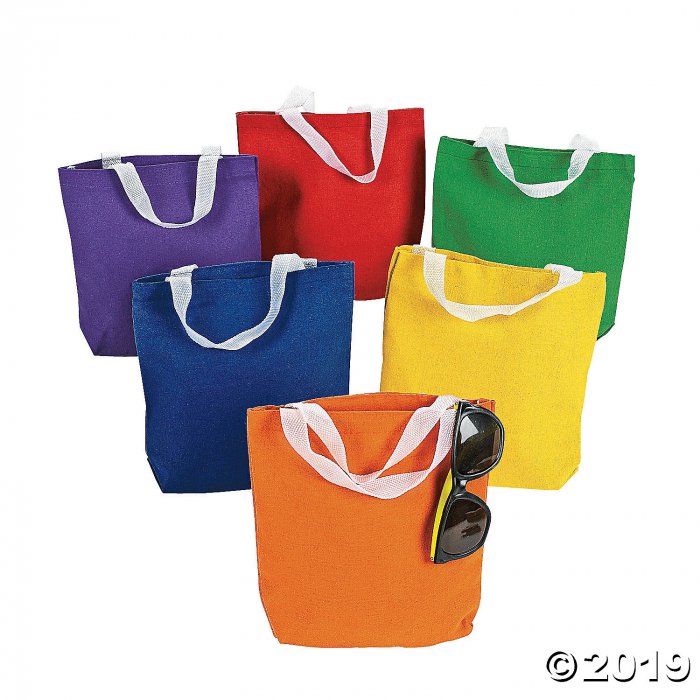 Mini Primary Color Canvas Tote Bags (Per Dozen)