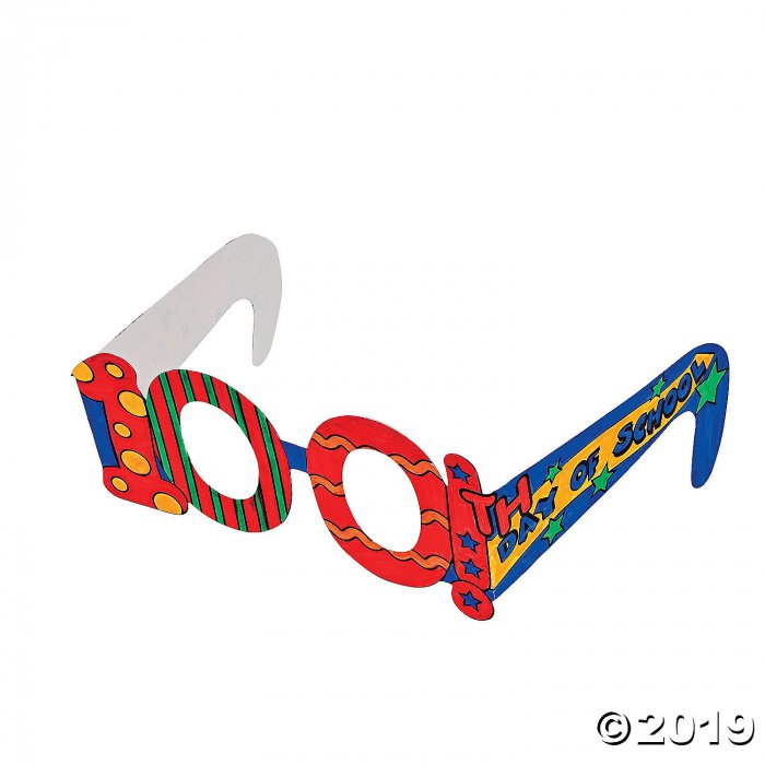 Color Your Own 100th Day of School Glasses (Per Dozen)