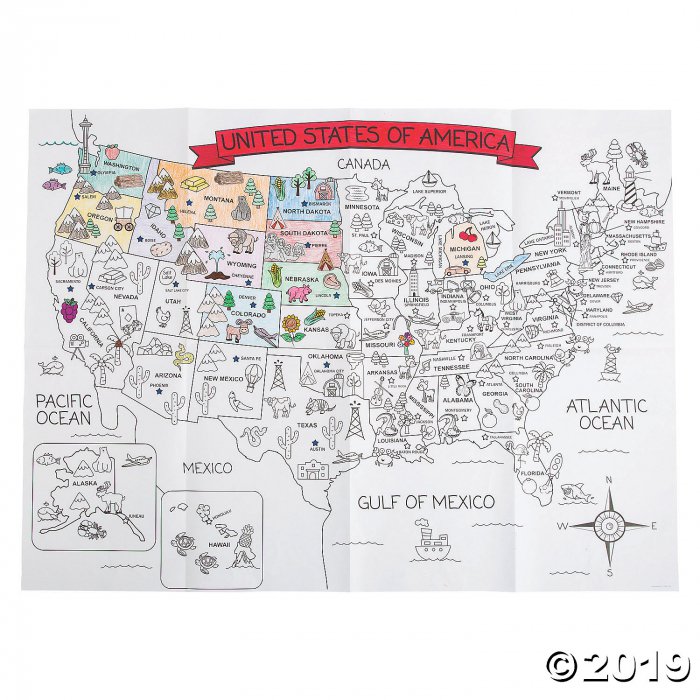 Giant United States Coloring Mat (1 Piece(s))