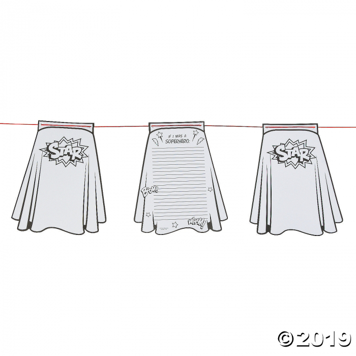 Color Your Own Superhero Cape Paper Pennant Banner (30 Piece(s))