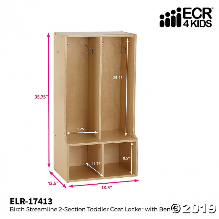 Birch Streamline 2-Section Toddler Coat Locker with Bench (1 Unit(s))