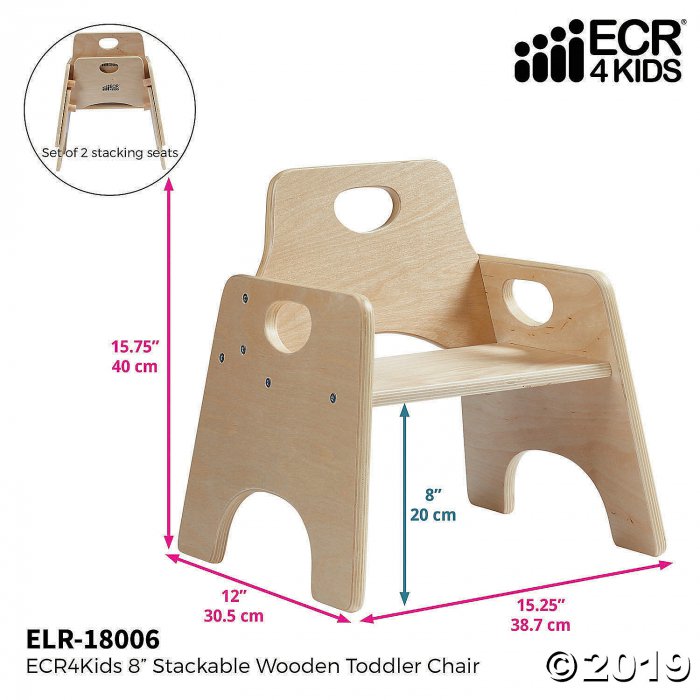 8in Stackable Wooden Toddler Chair - Ready-to-Assemble - 2PK (2 Unit(s))