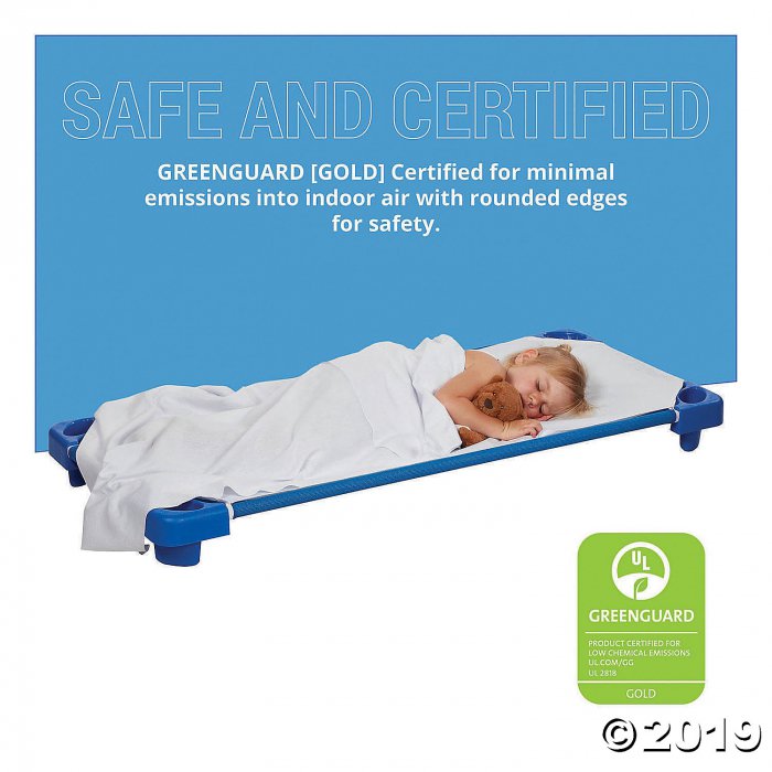 Stackable Kiddie Cot Standard with Sheet Ready-to-Assemble - Blue - 6PK (6 Unit(s))