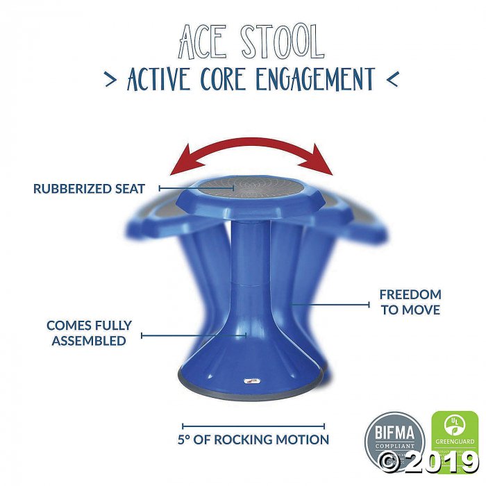 ECR4Kids ACE Active Core Engagement Wobble Stool for Kids, 18, Blue (1 Unit(s))