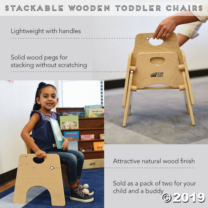 6in Stackable Wooden Toddler Chair - Ready-to-Assemble - 2PK (2 Unit(s))