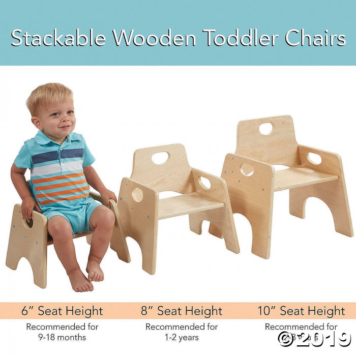 6in Stackable Wooden Toddler Chair, Wooden Toddler Chairs With Arms