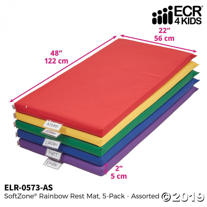 Ecr4kids 2 Thick Rainbow Rest Nap Mats With Name Tag Holder