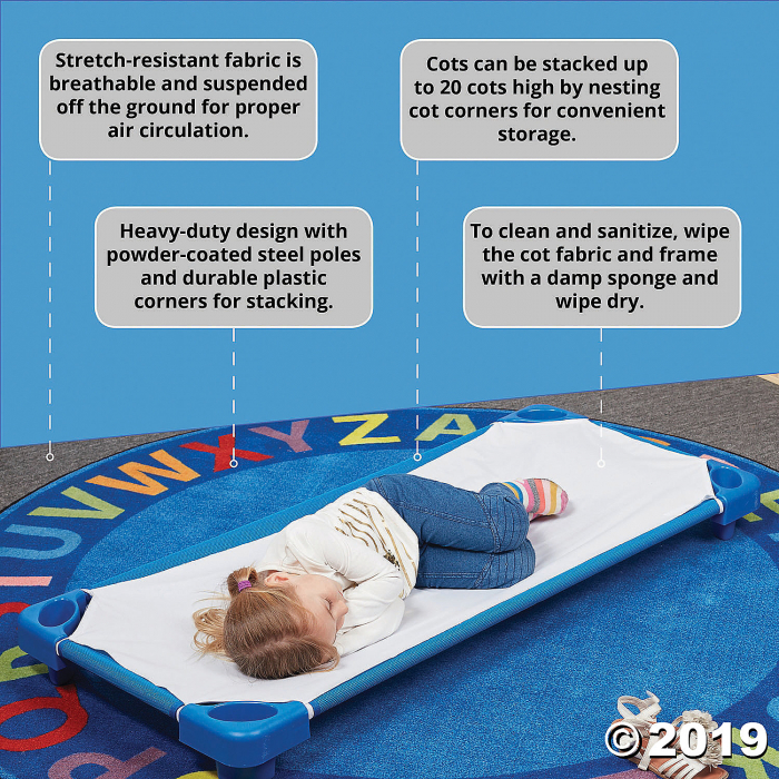 Stackable Kiddie Cot Standard Assembled - Blue - 5PK (5 Unit(s))