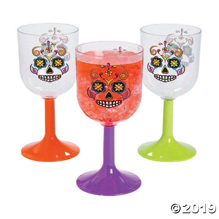 Sugar Skulls Plastic Wine Glasses (6 Piece(s))