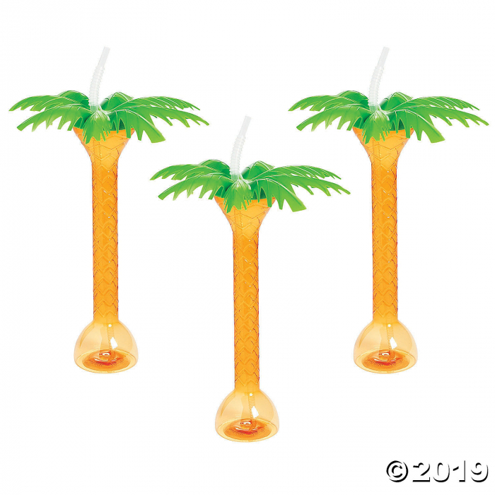 Palm Tree Plastic Yard Glasses (6 Piece(s))
